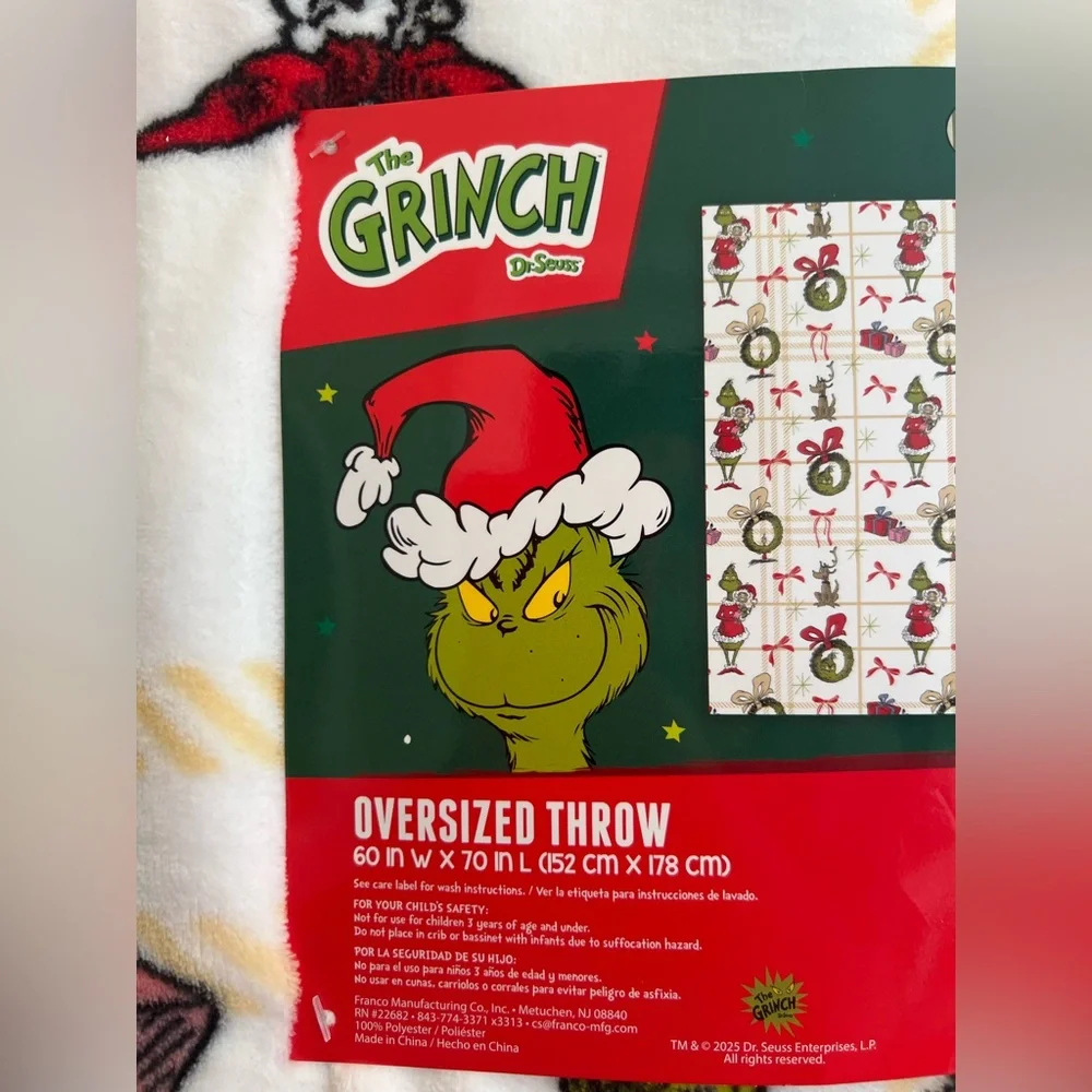 The Grinch Oversized‎ Throw Blanket – 60” x 70” – Super Soft Fleece | NWT